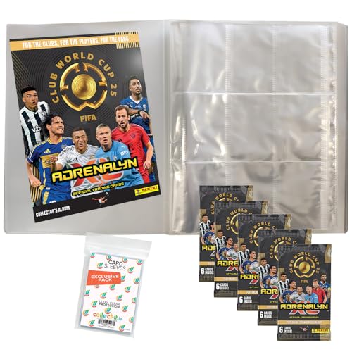 Bundle mit FIFA Club World Cup 2025 Adrenalyn XL Trading Cards + Exklusive Collect-it Hüllen (1 Leere Sammelmappe + 5 Booster) von collect-it.de MY HOME OF CARDS + TOYS