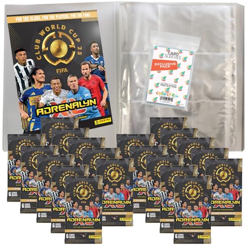 Bundle mit FIFA Club World Cup 2025 Adrenalyn XL Trading Cards - 1 Leere Sammelmappe + 20 Booster + Exklusive Collect-it Hüllen von collect-it.de MY HOME OF CARDS + TOYS