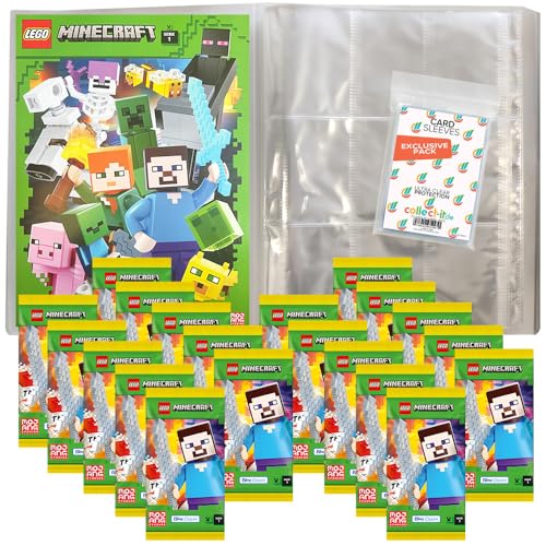 Bundle mit Lego Minecraft Serie 1 Trading Cards - 1 Leere Sammelmappe + 20 Booster + 2 Limitierte Star Wars Karten + Exklusive Collect-it Hüllen von collect-it.de MY HOME OF CARDS + TOYS