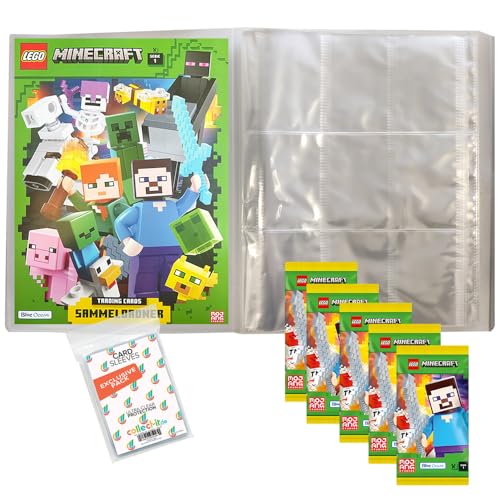 Bundle mit Lego Minecraft Serie 1 Trading Cards - 1 Leere Sammelmappe + 5 Booster + 2 Limitierte Star Wars Karten + Exklusive Collect-it Hüllen von collect-it.de MY HOME OF CARDS + TOYS