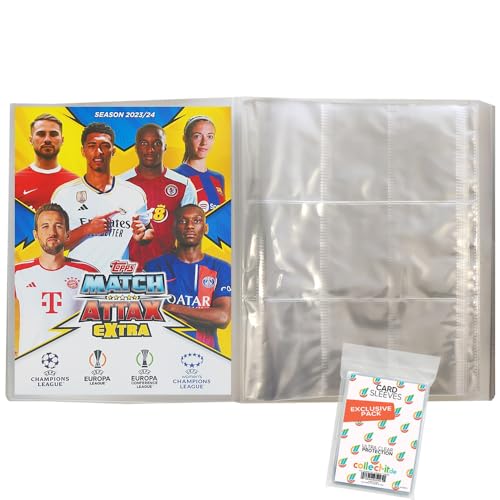 Bundle mit Match Attax Champions League 2023/24 EXTRA - Trading Cards - 1 Leere Sammelmappe + Exklusive Collect-it Hüllen von collect-it.de MY HOME OF CARDS + TOYS