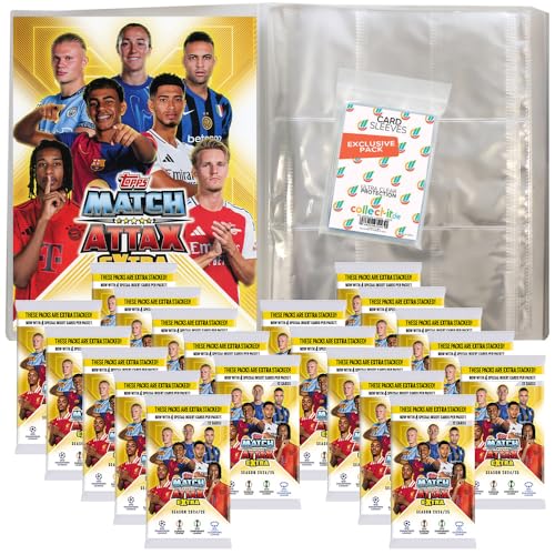 Bundle mit Match Attax Champions League 2024/25 EXTRA - Trading Cards - 1 Leere Sammelmappe + 20 Booster + Exklusive Collect-it Hüllen Bundle mit Match Attax Champions League 2024/25 EXTRA - Trading Cards - 1 Leere Sammelmappe + 20 Booster + Exklusive Collect-it Hüllen von collect-it.de MY HOME OF CARDS + TOYS