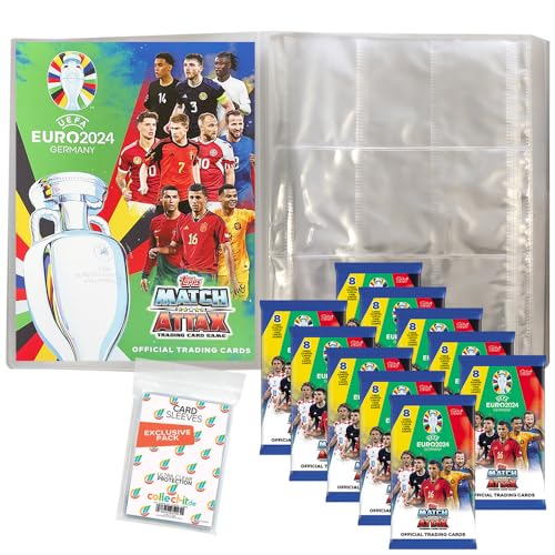Bundle mit Match Attax UEFA Euro 2024 Germany - 1 Leere Sammelmappe + 10 Booster + Exklusive Collect-it Hüllen von collect-it.de MY HOME OF CARDS + TOYS