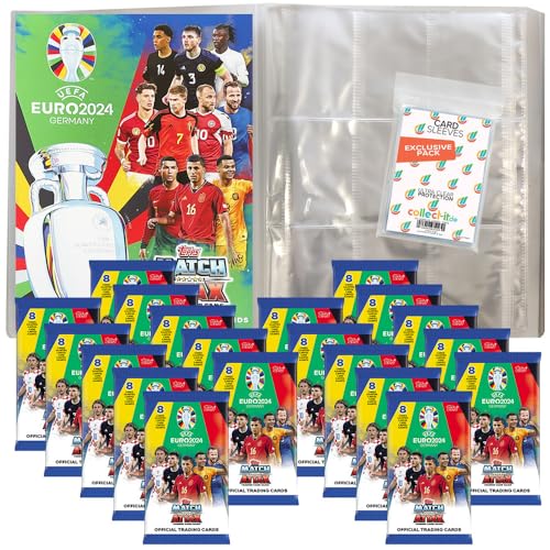 Bundle mit Match Attax UEFA Euro 2024 Germany - 1 Leere Sammelmappe + 20 Booster + Exklusive Collect-it Hüllen von collect-it.de MY HOME OF CARDS + TOYS