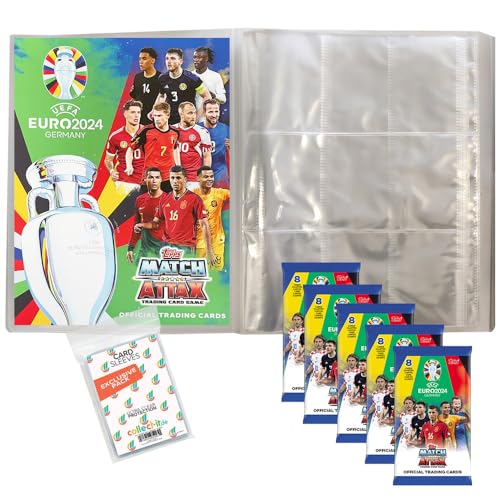 Bundle mit Match Attax UEFA Euro 2024 Germany - 1 Leere Sammelmappe + 5 Booster + Exklusive Collect-it Hüllen von collect-it.de MY HOME OF CARDS + TOYS