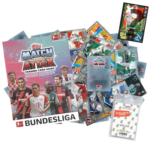 Bundle mit Topps Match Attax Bundesliga - 2023/24 - Sparangebote + Exklusive Collect-it Hüllen … (1 Sammelmappe + 100 Verschiedene, zufällige Karten) von collect-it.de MY HOME OF CARDS + TOYS