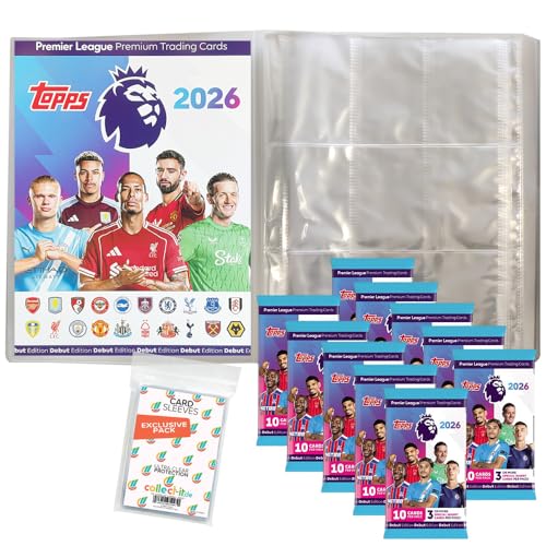 Bundle mit Topps - Premier League 2025/26 Trading Cards - 1 Leere Sammelmappe + 10 Booster + Exklusive Collect-it Hüllen von collect-it.de MY HOME OF CARDS + TOYS