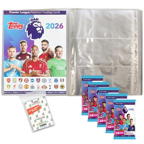 Bundle mit Topps - Premier League 2025/26 Trading Cards - 1 Leere Sammelmappe + 5 Booster + Exklusive Collect-it Hüllen von collect-it.de MY HOME OF CARDS + TOYS