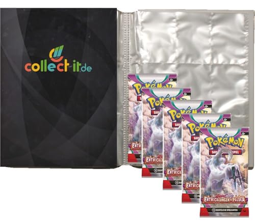collect-it.de MY HOME OF CARDS + TOYS Bundle mit Pokemon Entwicklungen in Paldea Sammelkarten - 1 Leere Sammelmappe + 5 Booster - Deutsch #1 von collect-it.de MY HOME OF CARDS + TOYS