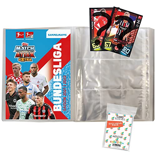 collect-it.de MY HOME OF CARDS + TOYS Exklusive Aufbewahrungshüllen im Bundle mit Match Attax EXTRA 2021/22-1 Leere Sammelmappe + 2 seltene Nationalspieler Karten von collect-it.de MY HOME OF CARDS + TOYS