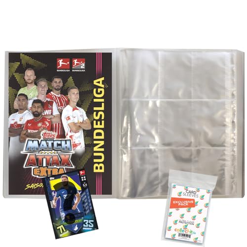 collect-it.de MY HOME OF CARDS + TOYS Exklusive Aufbewahrungshüllen im Bundle mit Match Attax EXTRA 2022/23-1 Leere Sammelmappe + 1 Nationalspieler von collect-it.de MY HOME OF CARDS + TOYS