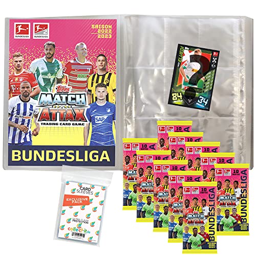 collect-it.de MY HOME OF CARDS + TOYS Exklusive Aufbewahrungshüllen im Bundle mit Topps Match Attax 2022/23-1 Leere Sammelmappe + 10 Booster + 1 seltene Nationalspieler Karte von collect-it.de MY HOME OF CARDS + TOYS