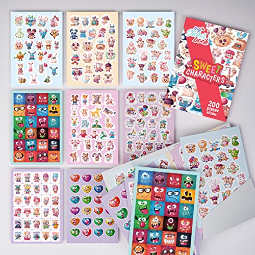 colortouch Sticker Set, 200 Stück Aufkleber Stickers für Kinder, Mädchen und Jugendliche, viele verschiedene Designs Stickers für Stickeralbum, Stickerbuch für Laptop, Planer, Mappen von colortouch