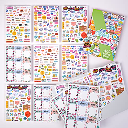 colortouch Sticker Set, Sticker Fotoalbum, 400 Stück Aufkleber, Scrapbook Zubehör, Stickeralbum für Erwachsene, Mädchen, Sticker Book, Bullet Journal Sticker für aesthetic, vintage, travel von colortouch