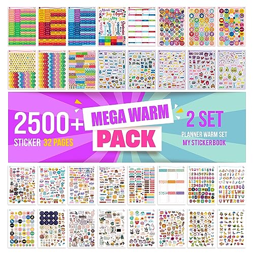 colortouch Sticker Set - 2500+ Stück, 32 Blatt Aufkleber Set für Monatsplaner - Organizer Stickers für Kalender, Planner, Agenda, Journal, Notizbuch - Stickeralbum, Dekorieren, Saisonal, Erwachsene colortouch Sticker Set - 2500+ Stück, 32 Blatt Aufkleber Set für Monatsplaner - Organizer Stickers für Kalender, Planner, Agenda, Journal, Notizbuch - Stickeralbum, Dekorieren, Saisonal, Erwachsene von colortouch