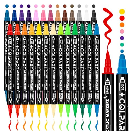 Acrylfarben stifte Acrylstifte für Steine Wasserfest 26PCS Acrylic Paint Marker Stifte Steine Bemalen Für Kunststoff Glas Holz Keramik Metall Reifen Leinwand. von colpart