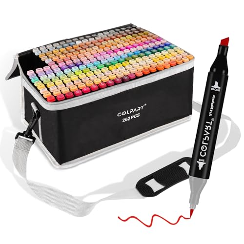 colpart 262 Farben Alkohol Marker Set – Doppelseitige Marker Stifte für Kinder & Erwachsene, ideal zum Zeichnen, Skizzieren, Ausmalen, inklusive Tragetasche colpart 262 Farben Alkohol Marker Set – Doppelseitige Marker Stifte für Kinder & Erwachsene, ideal zum Zeichnen, Skizzieren, Ausmalen, inklusive Tragetasche von colpart