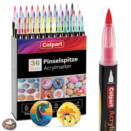 Acrylfarbe Stifte-Acrylstifte für Steine Wasserfest 36Farben Acrylic Marker Set für Holz Rock,Keramik, Glas, Leinwand, Metall, DIY Kunsthandwerk von colpart