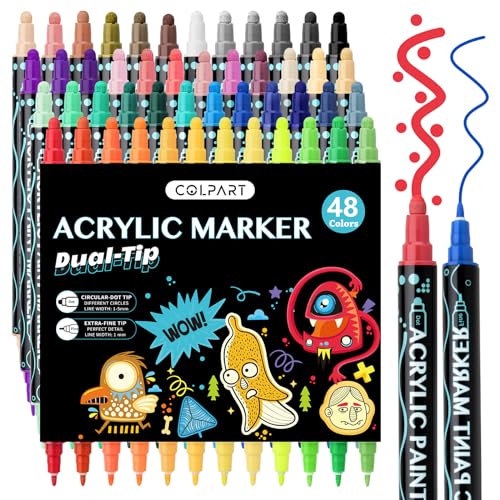 colpart Acrylstifte für Steine wasserfest-48 Farben Steine Bemalen Acrylic PaintPermanent Marker Stift Für Kunststoff Glas Holz Keramik Metall Reifen Leinwand. colpart Acrylstifte für Steine wasserfest-48 Farben Steine Bemalen Acrylic PaintPermanent Marker Stift Für Kunststoff Glas Holz Keramik Metall Reifen Leinwand. von colpart