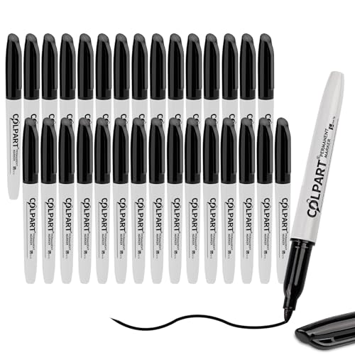 colpart Permanent Marker, 30 Pack-Fine Tip Black Marker Pens Set Waterproof, Fade-resistant, Quick Drying Work On Wood, Metal, Plastic, Stone, Glass For Office School. colpart Permanent Marker, 30 Pack-Fine Tip Black Marker Pens Set Waterproof, Fade-resistant, Quick Drying Work On Wood, Metal, Plastic, Stone, Glass For Office School. von colpart