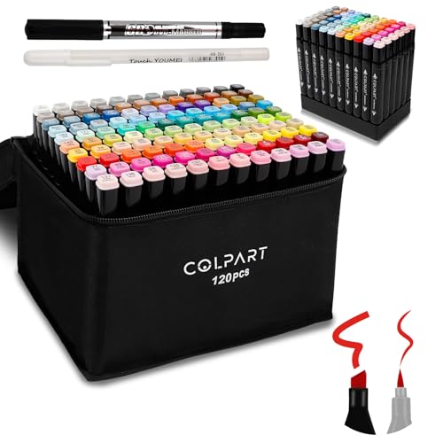 colpart Pinsel-Marker zum Zeichnen, 120 Farben, Permanent-Kunst-Alkohol-Marker, Grafikpinsel, Skizzenmarker für Künstler, Zeichnen. von colpart