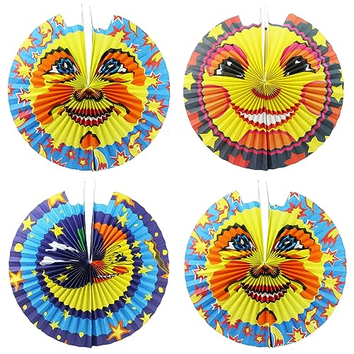 COM-FOUR® 4X Laterne mit Buntem Mond Motiv - große Papierlaterne für Sankt Martin und Halloween - Martinslaterne für Kinder - Mondlaterne [Auswahl variiert] von com-four