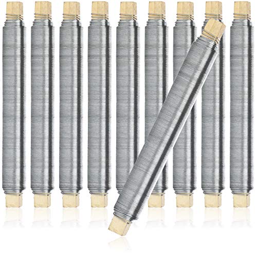 com-four® 10x Blumenwickeldraht - 1000g Basteldraht - Bindedraht auf Holzstab gewickelt für Garten, Haushalt, Schmuck, DIY-Projekte, Floristik - Metalldraht zum Basteln von com-four