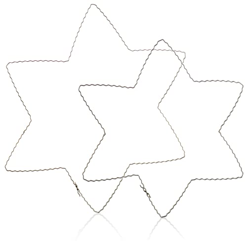 com-four® 2X Drahtsterne in Zwei Größen - Flachdraht gewellt für Kränze und Gestecke - Binderinge in Sternform - Dekoreifen (Stern 25/30 cm) von com-four
