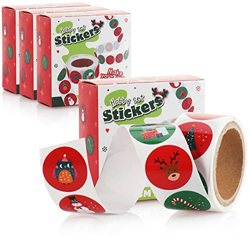 com-four® 480x Weihnachtssticker in Box - Aufkleber als Verzierung für Geschenke - Selbstklebende Weihnachtsetiketten zum Verschönern - Sticker zum Basteln (480 Stück - kleine Sticker) von com-four