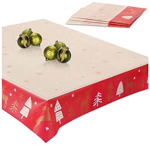 com-four® 4X Tischdecke mit Weihnachtsmotiv - Mitteldecken-Set weihnachtliches Design - Festliche Tafelwäsche für Tisch, Adventskranz, Pyramide - Tischtuch abwischbar ca. 80 x 80 cm (X-Mas Design 1) von com-four