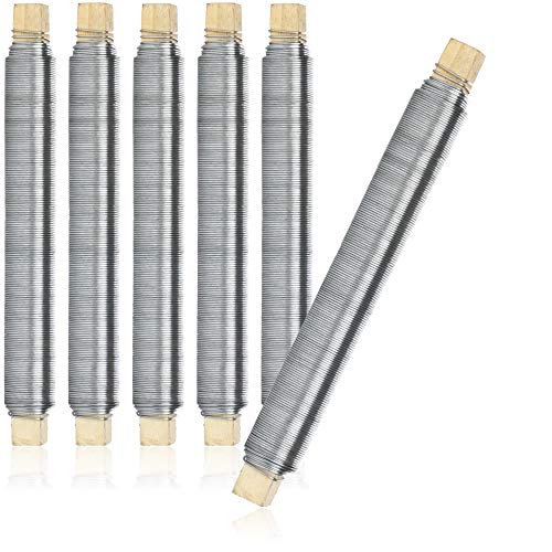 com-four® 6x Blumenwickeldraht - 600g Basteldraht - Bindedraht auf Holzstab gewickelt für Garten, Haushalt, Schmuck, DIY-Projekte, Floristik - Metalldraht zum Basteln von com-four
