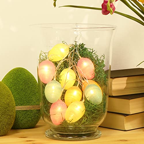 com-four® LED Lichterkette mit Glitzer-Eier - Lichterkette mit 10 LEDs - Bunte Dekoration für Zuhause und an Ostern - Innenbeleuchtung mit bunten Eiern von com-four