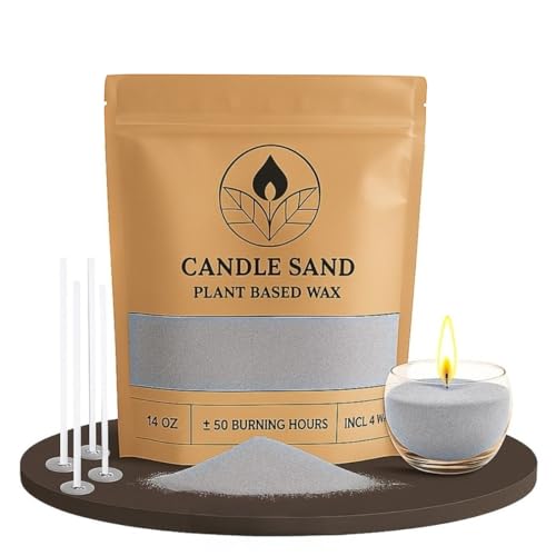 COMFORDER Kerzensand mit Duft und Docht, Aroma Kerzenwachs Granulat, Kerzen selber machen Set, 400g Sandkerzen Wachsgranulat + 4 Kerzendochte (Grau, Lavendel) von comforder
