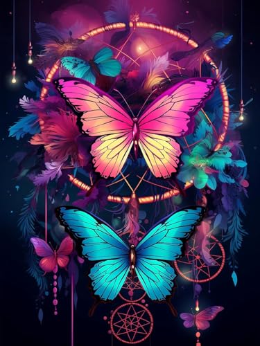 comvastars DIY Diamond Painting Bilder, Schmetterling, 5D Diy Set, DIY Diamantmalerei Basteln, Arts als Geschenk für Home Wand Décor 30x40 von comvastars