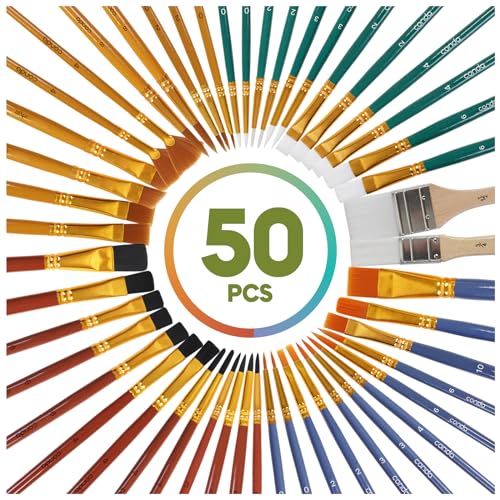 CONDA Pinsel Set von 50 Stück Holzgriffe Pinsel, Verschiedene Formen professionelle Kunst Malerei Pinsel für Öl, Acryl Leinwand und Aquarellmalerei CONDA Pinsel Set von 50 Stück Holzgriffe Pinsel, Verschiedene Formen professionelle Kunst Malerei Pinsel für Öl, Acryl Leinwand und Aquarellmalerei von conda