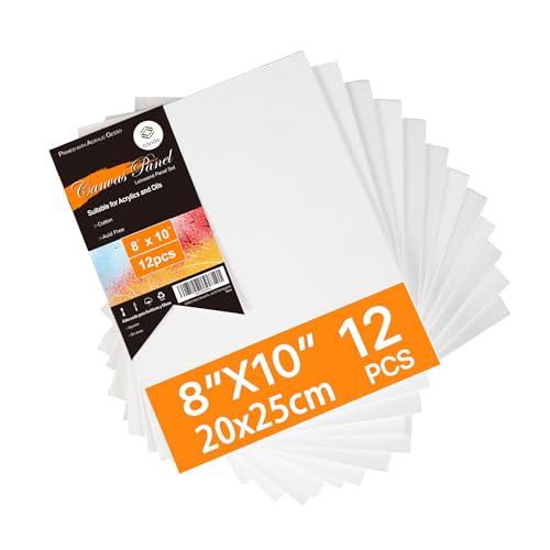 Conda 12 Stücke Leinwand zum Bemalen Aus 100% Baumwolle 20 x 25cm Leinwand Canvas Vorgespannte Weiße Künstler Panel für Acryl und Öl Malerei Sowie zum Skizzieren von conda
