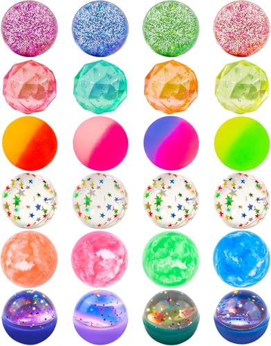 24 Stück Flummies für Kinder, 32mm Hüpfbälle Flummis Frost Springball Bunte Gummibälle Hüpfbälle für Kindergeburtstag Gastgeschenke, Bouncing Balls and Bouncy Balls for Kids von corgi butt