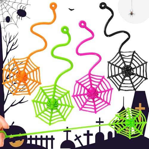 24 Stücke Halloween Klebrige Spinnennetz Spielzeug Kinder, Halloween Party Favors,Sticky Spider Web for Kids, 7.5 Inches Cobweb Sticky Hand Toys von corgi butt