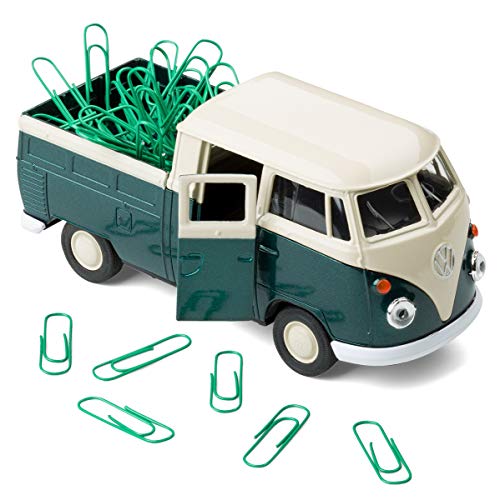 Magnetischer Büroklammerhalter kompatibel mit VW Bus T1 Transporter Pritschenwagen – Büroklammerspender inkl. Büroklammern – Mobile Office (grün) von corpus delicti
