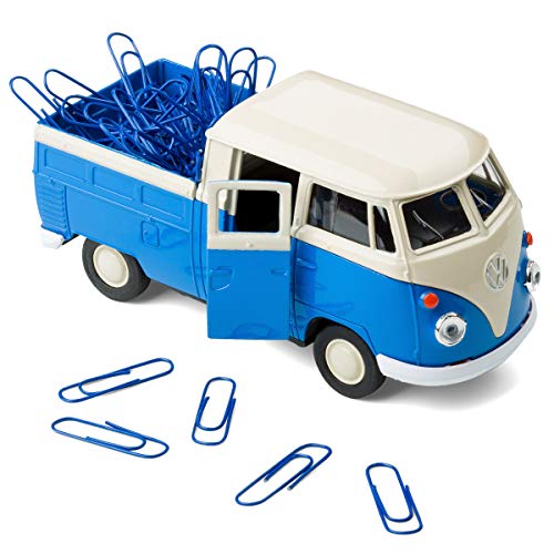 Magnetischer Büroklammerspender kompatibel mit VW-Bus T1 Transporter Pritschenwagen inkl. Büroklammern – Mobile Office (blau) von corpus delicti
