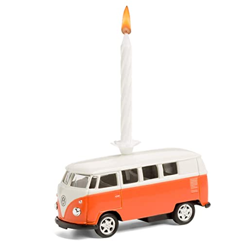 :: Geburtstagskerze mit Modellauto kompatibel mit VW Bus T1 – das Geschenk zum Geburtstag für alle Van-Fans (orange) (20.2K) von corpus delicti