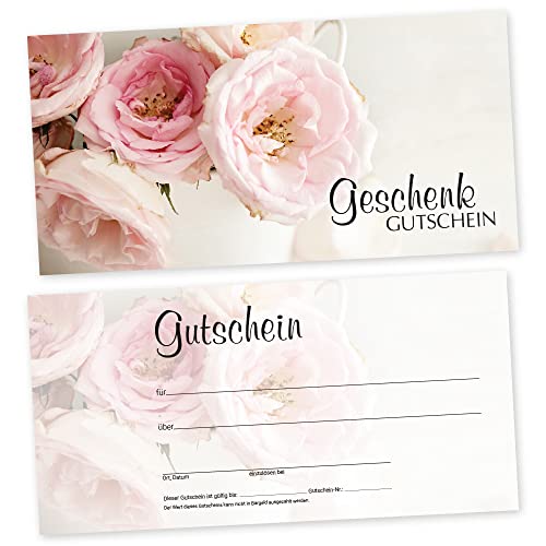 50 Geschenkgutscheine VINTAGE m. TRANSPARENTEN UMSCHLÄGEN für Beauty, Geschenkartikel, Mode, Accessoires - Gutscheinkarten, Gutscheine von cosmeticPlus