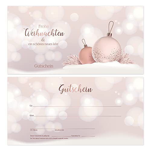 cosmeticPlus 50 Weihnachts – Gutscheinkarten ELEGANT CHRISTMAS mit weißtransparenten Umschlägen, Gutschein Geschenkgutschein für Beauty, Mode, Dienstleister von cosmeticPlus