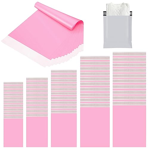 50 Stück Versandtüten für Kleidung 5 Größen,Rosa Versandbeutel,Opake Kuriertasche Versandtaschen Verpackungsbeutel Plastik mit Selbstklebeverschluss,Pakettaschen Poly Kunststoffbeutel für Textilien von COSORO