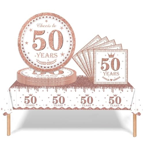 Partygeschirr 50. Geburtstag Roségold Frauen,37 Stück Roségold 50. Geburtstag Dekorationen Tischdecke Papier Platten Servietten für Erwachsene Sie Ihn 50. Geburtstags Geschenk Tischdekoration Partygeschirr 50. Geburtstag Roségold Frauen,37 Stück Roségold 50. Geburtstag Dekorationen Tischdecke Papier Platten Servietten für Erwachsene Sie Ihn 50. Geburtstags Geschenk Tischdekoration von cosoro