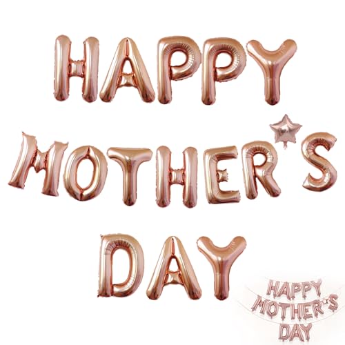 couduan Luftballons "Happy Mothers Day", 40,6 cm, mit Helium gefüllte Folienballons, Muttertagsdekoration für Mutter, Geburtstag, Party-Dekorationen (Roségold) von couduan