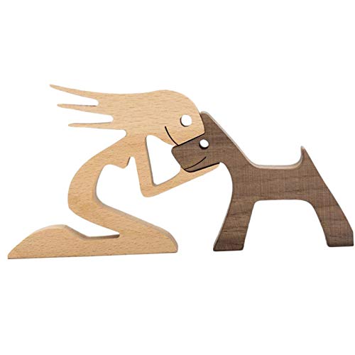 courti Neueste Holzfiguren Skulptur Ornamente Set, abstrakte Stil Menschen mit Hund Statue, Freundschaft zwischen Hund und Menschen Denkmäler Statue für courti Neueste Holzfiguren Skulptur Ornamente Set, abstrakte Stil Menschen mit Hund Statue, Freundschaft zwischen Hund und Menschen Denkmäler Statue für von courti