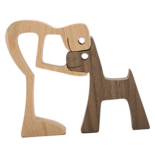 courti Neueste Holzfiguren Skulptur Ornamente Set, abstrakte Stil Menschen mit Hund Statue, Freundschaft zwischen Hund und Menschen Denkmäler Statue für courti Neueste Holzfiguren Skulptur Ornamente Set, abstrakte Stil Menschen mit Hund Statue, Freundschaft zwischen Hund und Menschen Denkmäler Statue für von courti
