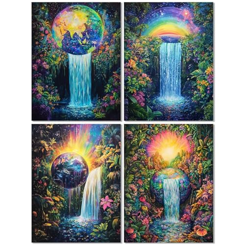 4 Stück Diamond Painting Kinder ab 10 Jahre Erde 70x90cm, Diamond Painting Erwachsene Fallen, 5D DIY Mosaikherstellung Basteln Erwachsene Diamant Malerei Stickerei Kits für Home Wand Dekor Z-525T von cppxinng