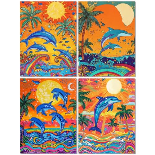 4 Stück Diamond Painting Kinder ab 10 Jahre Farbe 70x90cm, Diamond Painting Erwachsene Delphin, 5D DIY Mosaikherstellung Basteln Erwachsene Diamant Malerei Stickerei Kits für Home Wand Dekor Z-417T 4 Stück Diamond Painting Kinder ab 10 Jahre Farbe 70x90cm, Diamond Painting Erwachsene Delphin, 5D DIY Mosaikherstellung Basteln Erwachsene Diamant Malerei Stickerei Kits für Home Wand Dekor Z-417T von cppxinng